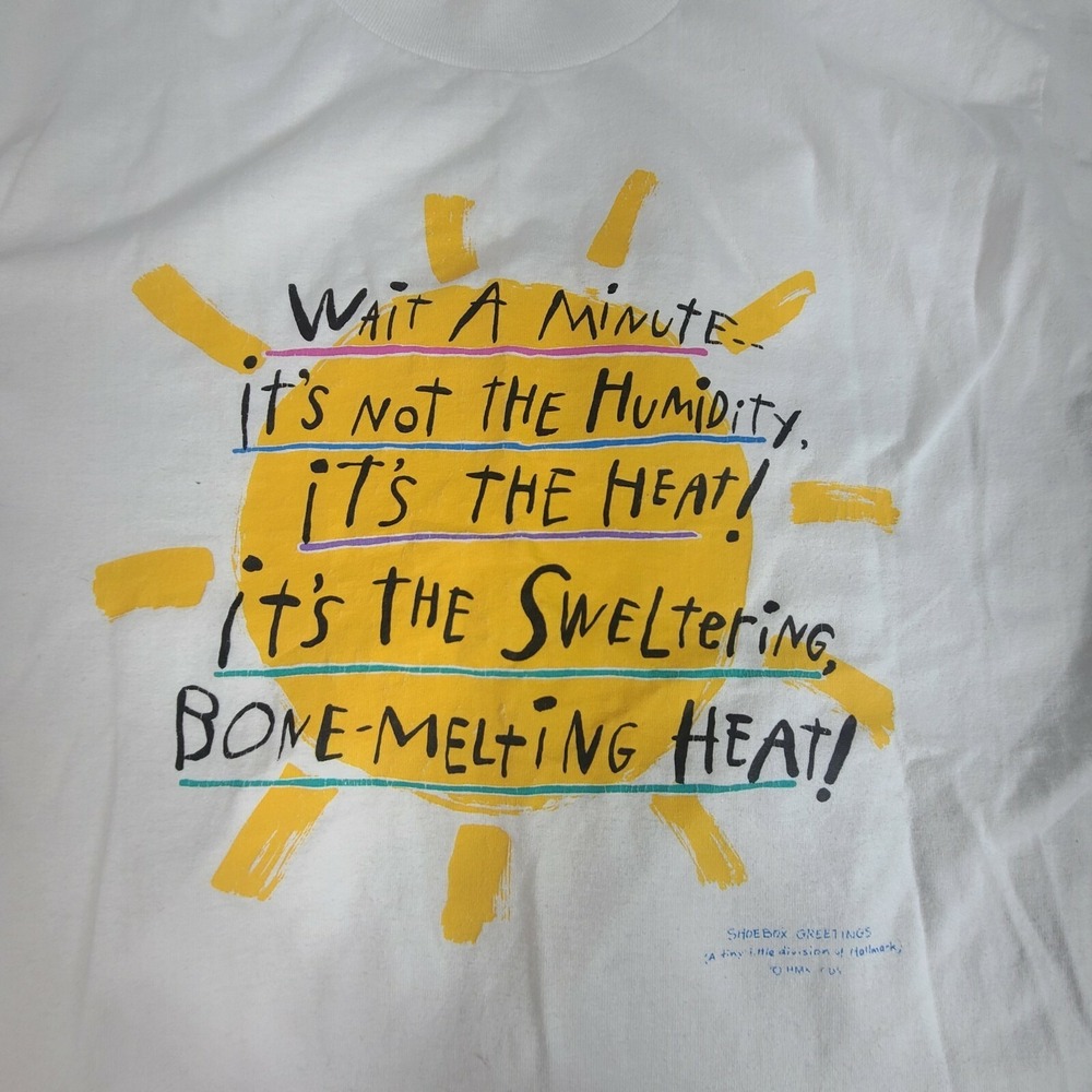 VtG 80s 90s Shoebox T-Shirt size Large Single Stitch Funny Bone Melting Heat Sun
